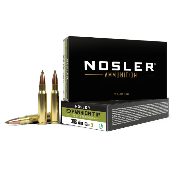 NOSLER AMMO 308 WINCHESTER 168gr E-TIP 20/bx 10/cs