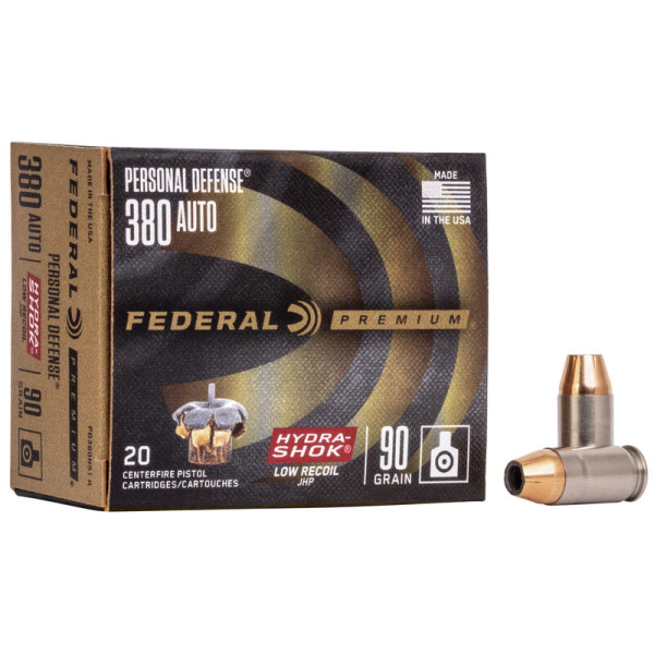 FEDERAL AMMO 380 ACP 90gr JHP (P/D) 20/bx 10/cs