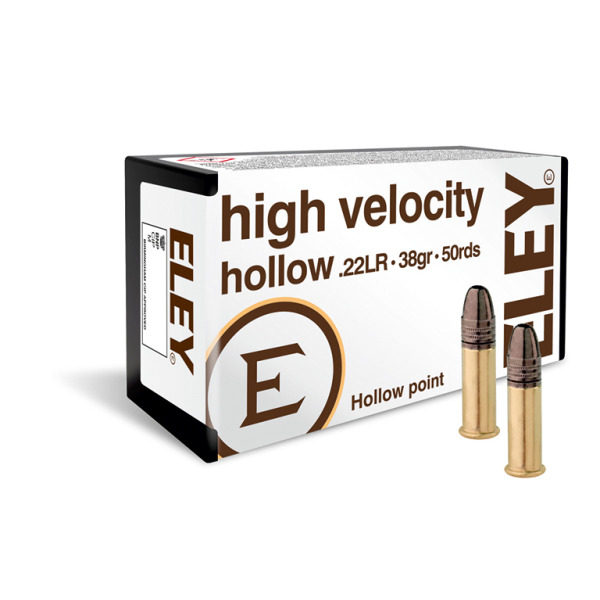 ELEY AMMO 22LR 38gr HV HP RIFLE 1250fps 50/b 100/c