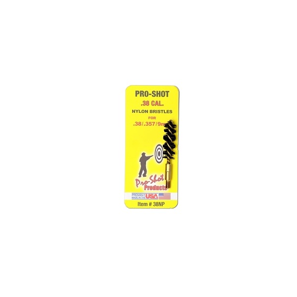 PRO SHOT 38c PISTOL BRUSH NYLON/BRASS CORE 12/CS