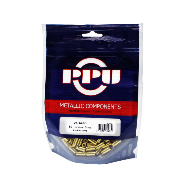 Prvi Partizan Brass 25 ACP Unprimed Bag of 50