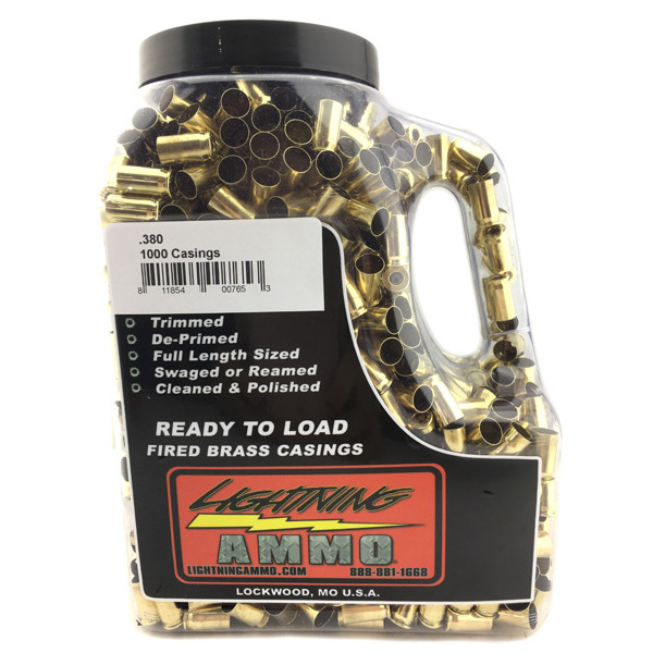LIGHTNING FIRED BRASS 380 ACP"READY TO LOAD"1000JUG