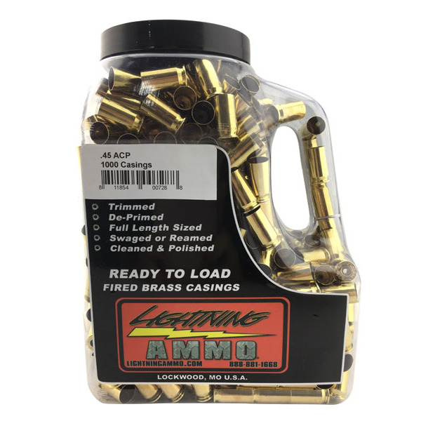 LIGHTNING FIRED BRASS 45 ACP"READY TO LOAD"1000JUG