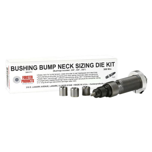 FORSTER 6MM CREEDMOOR BUSH NECK DIEw/3 BUSHINGS