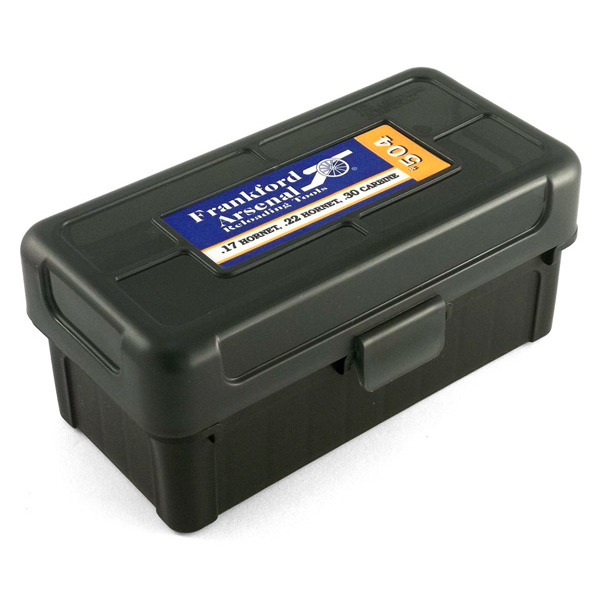 Frankford Arsenal Plastic Hinge-Top Ammo Box #504 50 Rounds