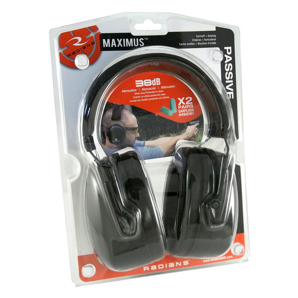 RADIANS MAXIMUS EARMUFF + DEFLECTOR EARPLUGS PKG