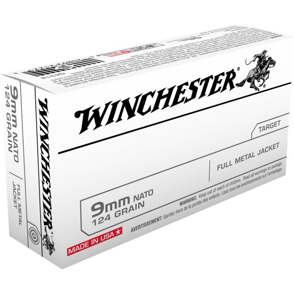 Winchester Ammo 9MM Nato 124gr FMJ Box of 50