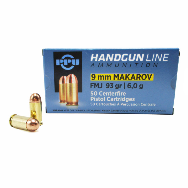 PRVI PARTIZAN AMMO 9X18 MAKAROV 93gr FMJ 50/bx 20/cs