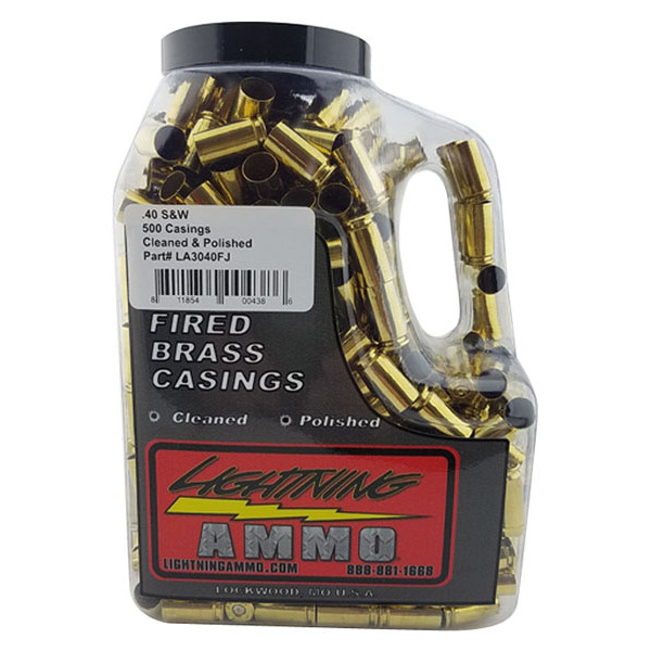 LIGHTNING FIRED BRASS 40 S&W CLEAN/POLISHD 500/JUG