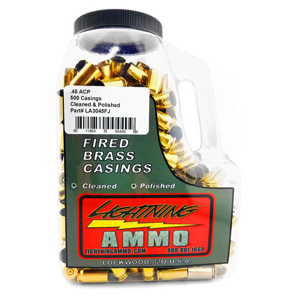 LIGHTNING FIRED BRASS 45 ACP CLEAN/POLISHD 500/JUG