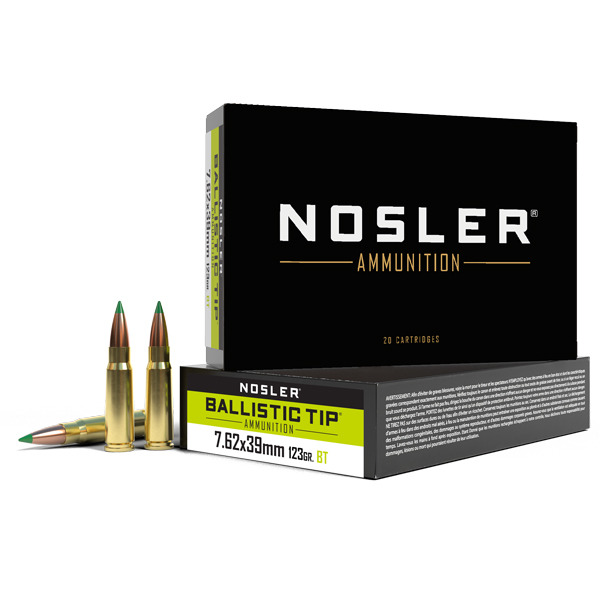 NOSLER AMMO 7.62X39 123gr BallisticTip 20/bx 10/cs