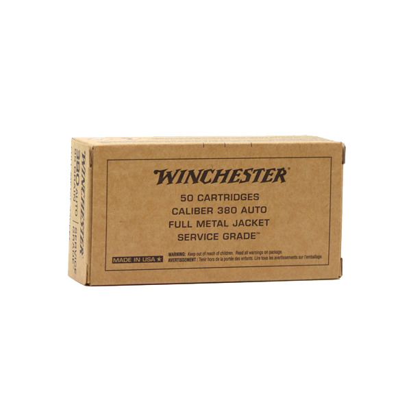 WINCHESTER AMMO 380 AUTO 95g FMJ SERVICE GRADE 50/bx 10/cs