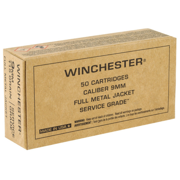 WINCHESTER AMMO 9MM 115gr FMJ SERVICE GRADE 50/bx 10/cs