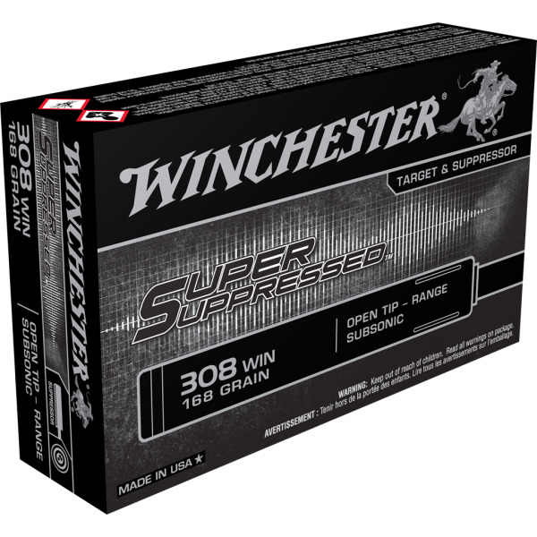 WINCHESTER AMMO 308 WINCHESTER 168gr SUPPRESSED FMJOT 20b 10c