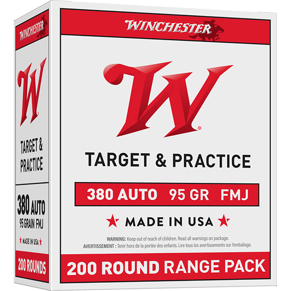WINCHESTER AMMO 380 AUTO USA TGT 95gr FMJ VP 200/bx 5/cs