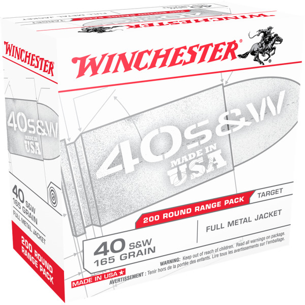 WINCHESTER AMMO 40 S&W USA-TGT 165gr FMJ 200/bx 3/cs