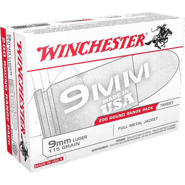 WINCHESTER AMMO 9MM LUGR USA-TGT 115gr FMJ 200/bx 5/cs