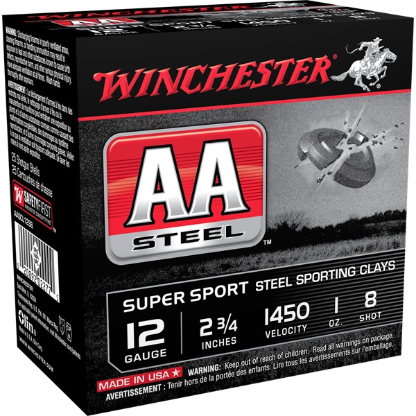 WINCHESTER AA 12ga 2.75" 1oz #8 LF STEEL 250/cs