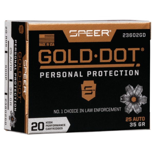 Speer Ammo 25 ACP 35gr GoldDot-HP 20 per box
