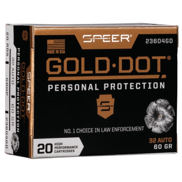 Speer Ammo 32 ACP 60gr GoldDot-HP 20 per box