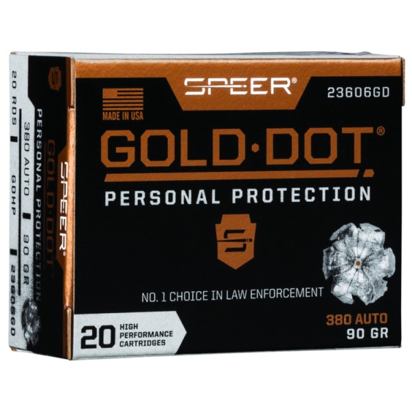 Speer Ammo 380 ACP 90gr GoldDot-HP 20 per box