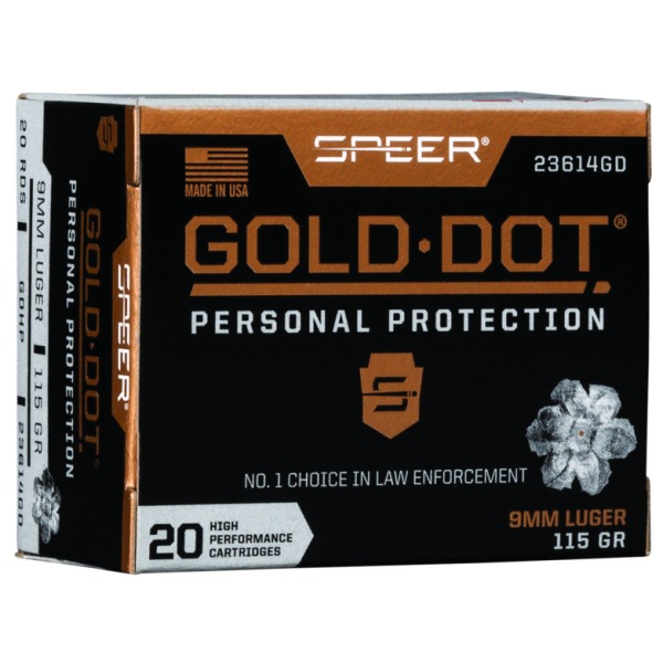 Speer Ammo 9mm 115gr GoldDot-HP Box of 20