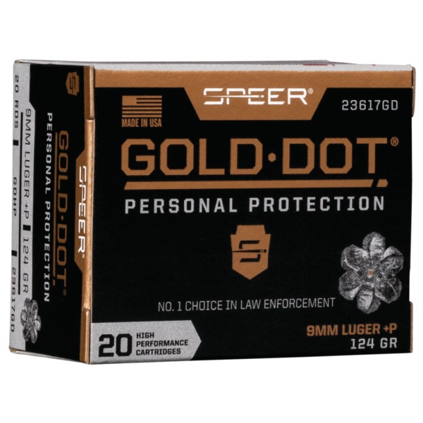 Speer Ammo 9MM+P 124gr GoldDot-HP 20 per box