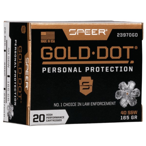 Speer Ammo 40 S&W 165gr GoldDot-HP 20 per box
