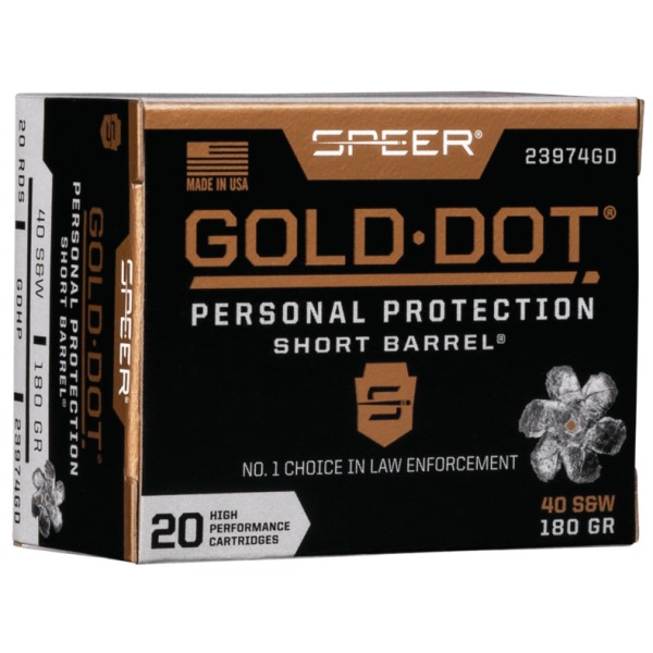 Speer Ammo 40 S&W 180gr GDHP-SB 20 per box