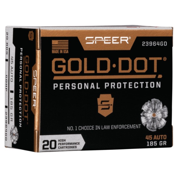 Speer Ammo 45 ACP 185gr GoldDot-HP 20 per box