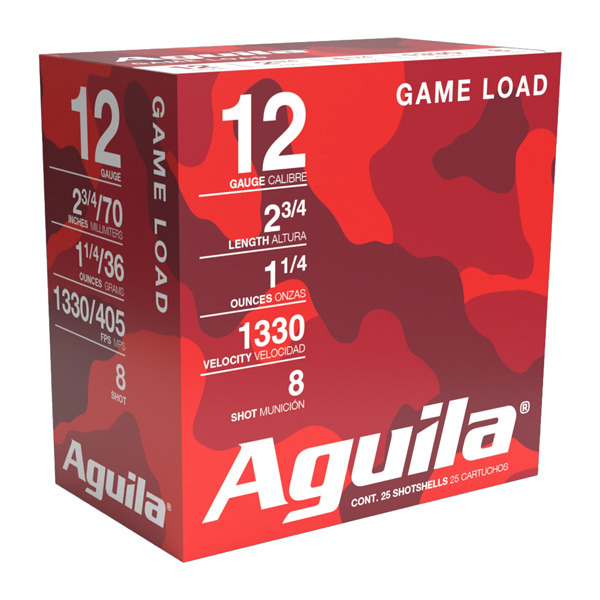 AGUILA 12ga 2.75" 1-1/4oz 1330fps #8 25/bx 10/cs