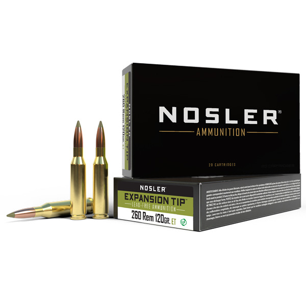 NOSLER AMMO 260 REMINGTON 120gr LEAD FREE E-Tip 20b 10c