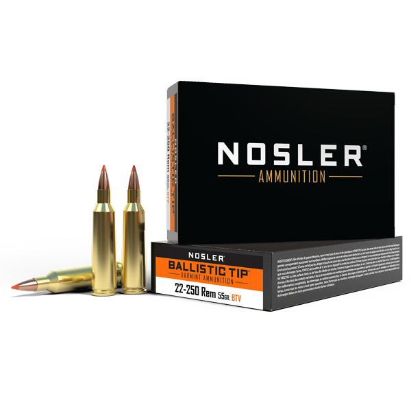 NOSLER AMMO 22-250 REMINGTON 55gr BallTip 20/bx 10/cs
