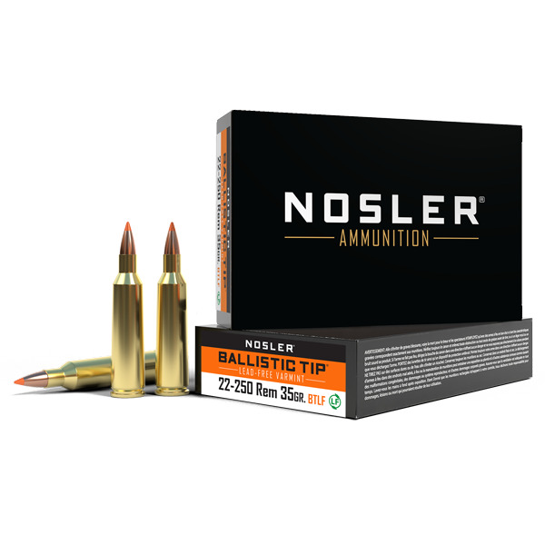 NOSLER AMMO 22-250 REMINGTON 35gr LEAD FREE BT 20b 20c