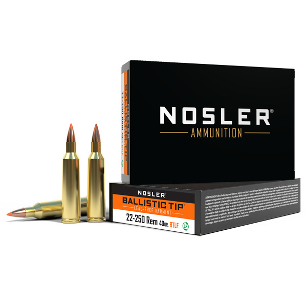 NOSLER AMMO 22-250 REMINGTON 40gr LEAD FREE BT 20b 20c