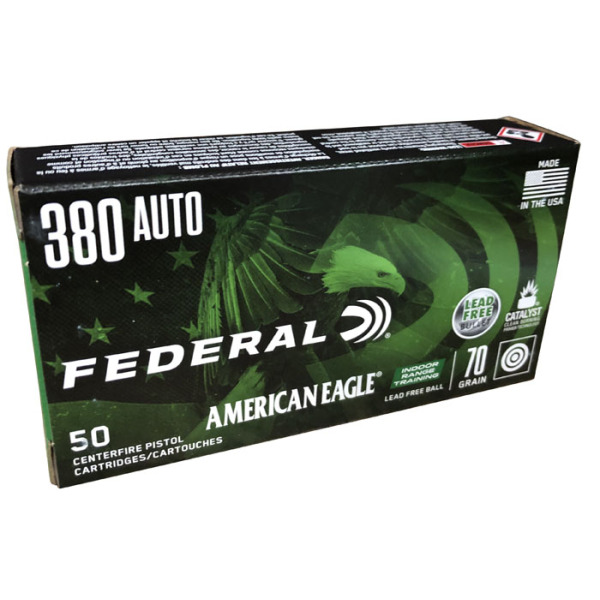 FEDERAL AMMO 380 ACP 70gr LEAD FREE RANGE 50/bx 10c