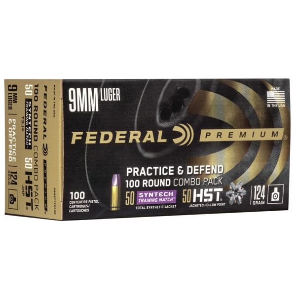 Federal Ammo 9mm Luger 124gr Practice & Defense Combo Box of 100