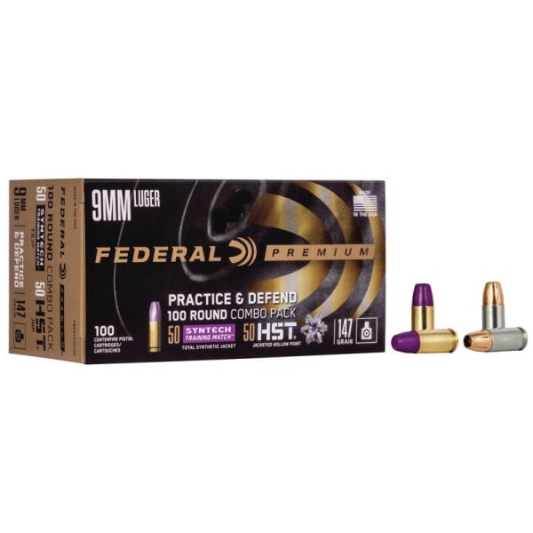 Federal Ammo 9mm Luger 147gr Practice & Defense Combo Box of 100