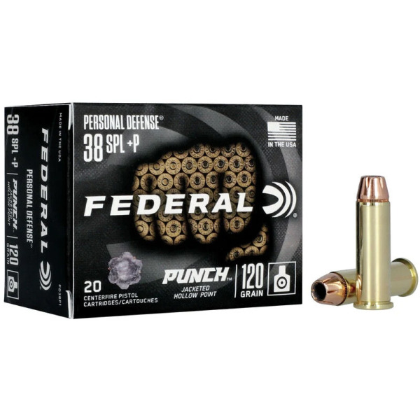 FEDERAL AMMO 38 SPL +P 120gr PUNCH JHP 20/bx 10/cs