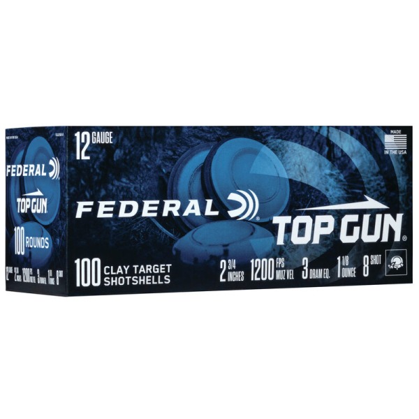 FEDERAL TOP GUN 12ga 2-3/4" 1-1/8oz 3DR #8 200/cs