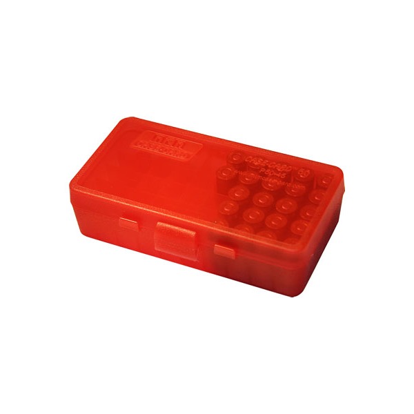 MTM PISTOL FLIP-TOP 50rd 44M/45COLT/CLR-RED 24/CS