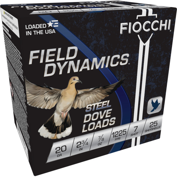 FIOCCHI AMMO 20ga 2.75 STEEL 1225fps 7/8oz #7 25bx 10c