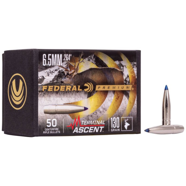 FEDERAL 6.5mm(.264)130g BULLT TERMINAL ASCENT 50/bx