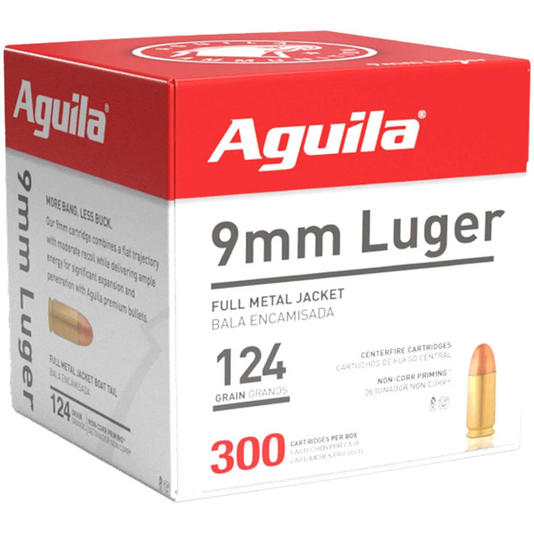 AGUILA AMMO 9MM 124gr FMJ 300/bx 4/cs