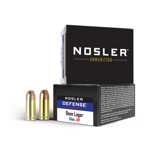 NOSLER AMMO 9MM+P 124gr JHP BONDED DEF HNDGUN 20b 20c