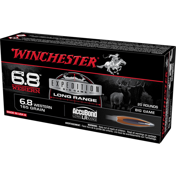 WINCHESTER AMMO 6.8 WESTERN 165g ACUBD BIG GAME LR 20b 10c