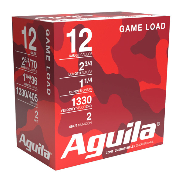 AGUILA 12ga 2.75" 1-1/4oz 1330fps #2 25/bx 10/cs
