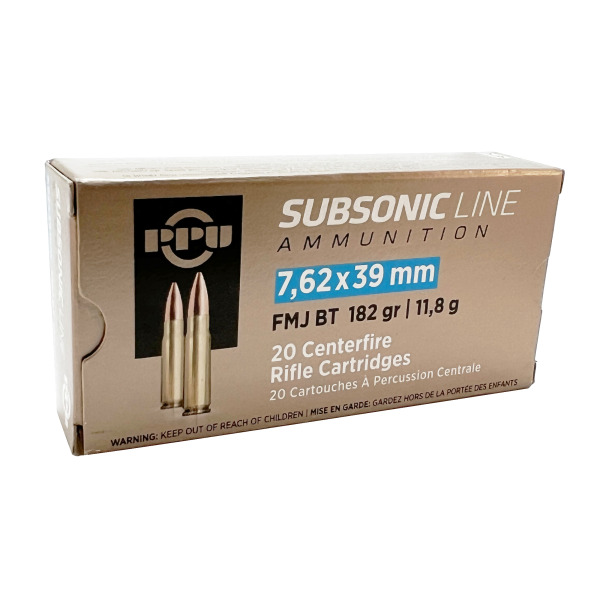 PRVI PARTIZAN AMMO 7.62x39 182gr SUBSONIC FMJ 20/bx 50/cs