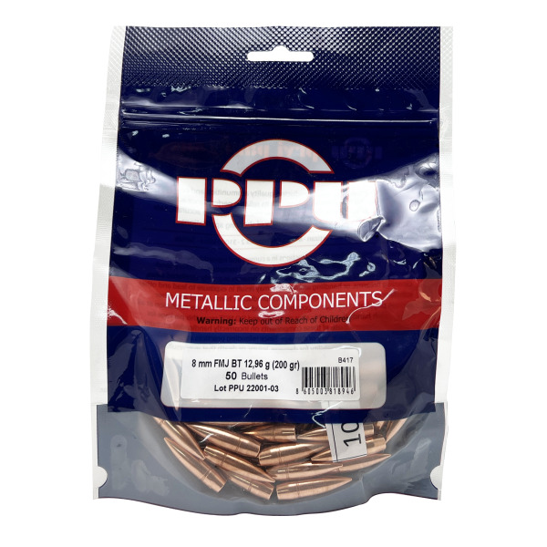 PRVI PARTIZAN BULLET 8MM (.327) 200gr FMJBT 50/BAG