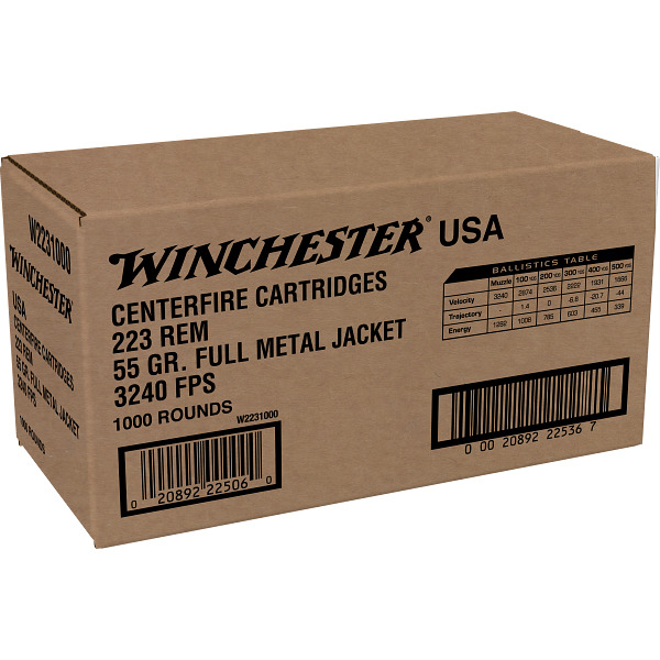 WINCHESTER AMMO 223 REMINGTON 55gr FMJ LAKE CITY 1000/bx